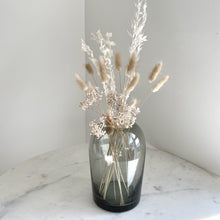 Load image into Gallery viewer, Artifact Home www.artifacthome.ca Mouth blown and handblown round smoke grey glass vase home decor Scandinavian home style with dried flower arrangement