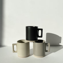 Load image into Gallery viewer, Artifact Home www.artifacthome.ca Black, grey, beige matte porcelain coffee mug minimalist drinkware homeware