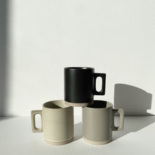 Load image into Gallery viewer, Artifact Home www.artifacthome.ca  Black, grey, beige matte porcelain coffee mug minimalist drinkware homeware