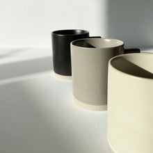 Load image into Gallery viewer, Artifact Home www.artifacthome.ca Black, grey, beige matte porcelain coffee mug minimalist drinkware homeware