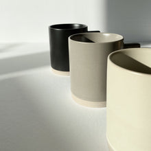Load image into Gallery viewer, Artifact Home www.artifacthome.ca Black, grey, beige matte porcelain coffee mug minimalist drinkware homeware