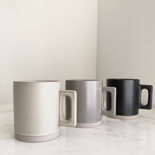 Load image into Gallery viewer, Artifact Home www.artifacthome.ca  Beige, grey, black matte porcelain coffee mug minimalist drinkware homeware