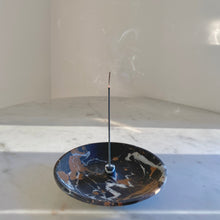 Load image into Gallery viewer, Round Portoro Black Marble Incense Holder by Artifact Home www.artifacthome.ca