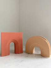 Load image into Gallery viewer, Artifact Home www.artifacthome.ca Terracotta and beige ceramic arch vase home decor inspired by nordic aesthetics.