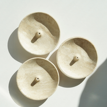 Load image into Gallery viewer, Round Travertine Incense Holder by Artifact Home www.artifacthome.ca