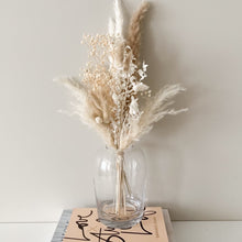 Load image into Gallery viewer, Artifact Home www.artifacthome.ca Handblown Glass Vase with Dried Flowers bunny tails
