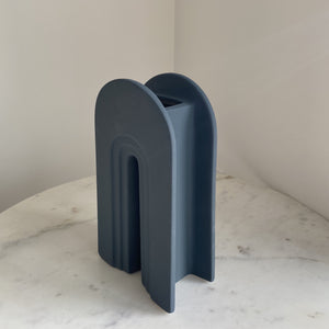 Artifact Home www.artifacthome.ca Navy blue ceramic arch vase home decor inspired by nordic aesthetics