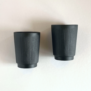 Black Ceramic Tumbler Cup with Ribbed Texture. Artifact Home www.artifacthome.ca