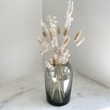 Load image into Gallery viewer, Artifact Home www.artifacthome.ca Mouth blown and handblown round smoke grey glass vase home decor Scandinavian home style with dried flower arrangement
