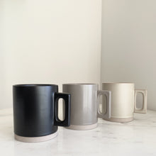 Load image into Gallery viewer, Artifact Home www.artifacthome.ca Black, grey, beige matte porcelain coffee mug minimalist drinkware homeware

