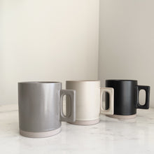 Load image into Gallery viewer, Artifact Home www.artifacthome.ca Black, grey, beige matte porcelain coffee mug minimalist drinkware homeware
