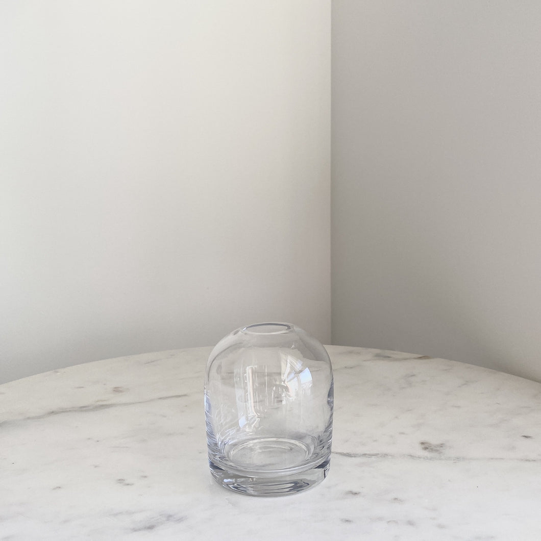 Mouth blown and handblown clear glass bud vase home decor