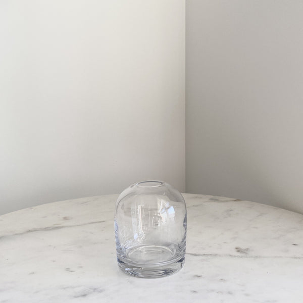 Mouth blown and handblown clear glass bud vase home decor