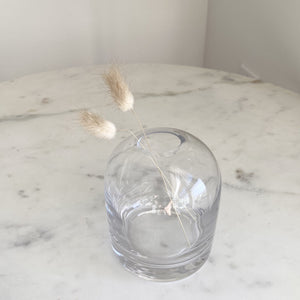 Mouth blown and handblown clear glass bud vase home decor bunny tails
