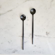 Load image into Gallery viewer, Artifact Home | Stainless steel matte black long stirring spoons coffee latte kitchenware tableware www.artifacthome.ca @artifacthome_
