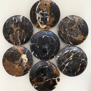 Round Portoro Black Marble Incense Holder by Artifact Home www.artifacthome.ca