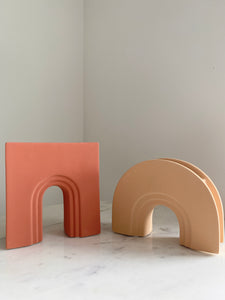 Artifact Home www.artifacthome.ca Terracotta and beige ceramic arch vase home decor inspired by nordic aesthetics.