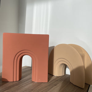 Artifact Home www.artifacthome.ca  Terracotta and beige ceramic arch vase home decor inspired by nordic aesthetics