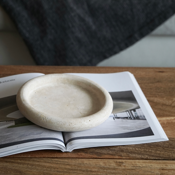 Travertine Marble Tray Round by Artifact Home www.artifacthome.ca