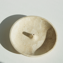 Load image into Gallery viewer, Round Travertine Incense Holder by Artifact Home www.artifacthome.ca
