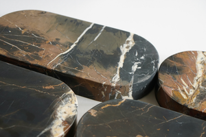 Artifact Home | Oval Portoro Gold Marble Tray. Black Marble Tray. www.artifacthome.ca