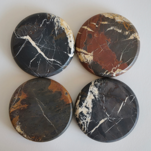 Portoro Gold Marble Tray Round. Black Marble Tray Round by Artifact Home www.artifacthome.ca